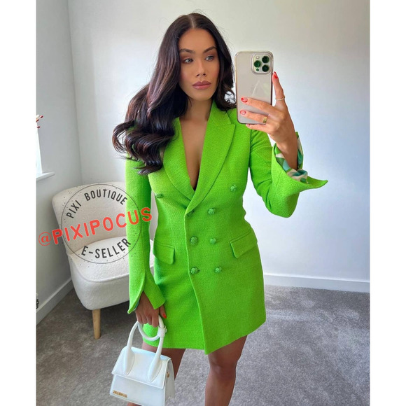 green blazer dress womens
